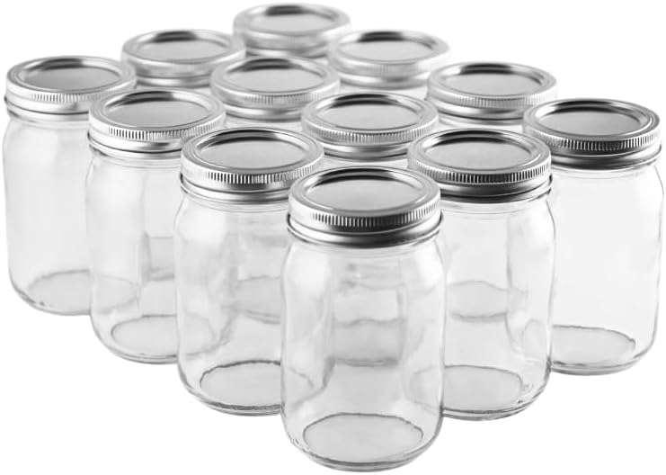Tarros Mason 16oz con 12 tapas y agarre negro