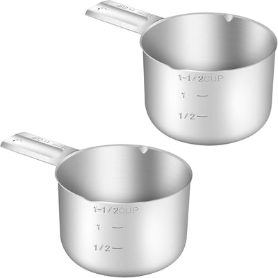 2 Pzas Taza Medidora 360ml Acero Inox con Cuchara