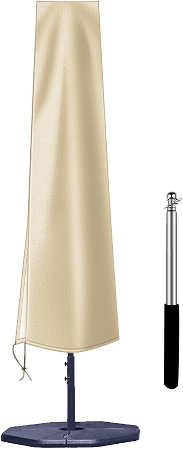 Funda sombrilla jardín tela Oxford 420D impermeable beige