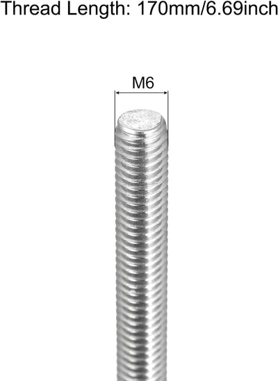 Varilla roscada M6 304 acero inox 6.693pulg 2 Uds