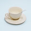 Juego de taza de té y platillo de porcelana de hueso con cuchara elegante floral