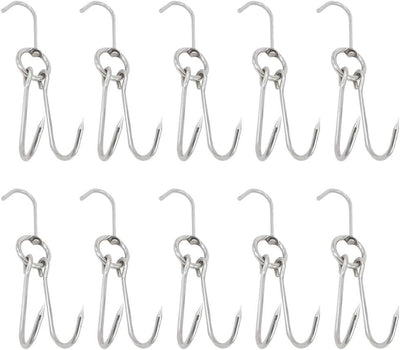 10 Ganchos Acero Inox para Carne Cerdo Barbacoa