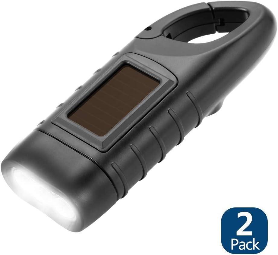 2 Linternas LED Manivela Supervivencia Negro
