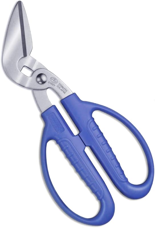 Tijeras cartón corrugado acero inox japonesas azul