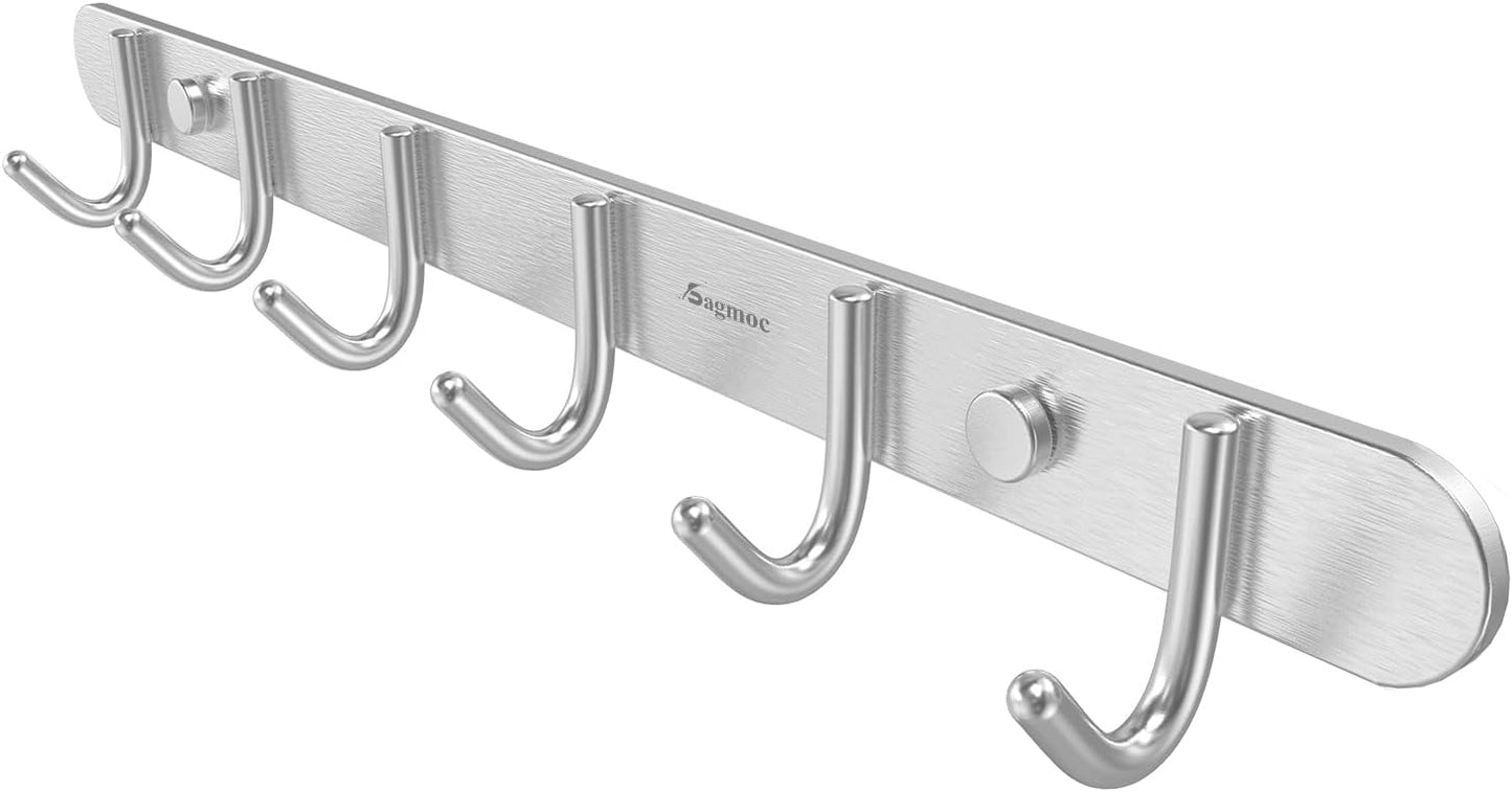 Perchero pared 6 ganchos redondos acero inox 304 cepillado