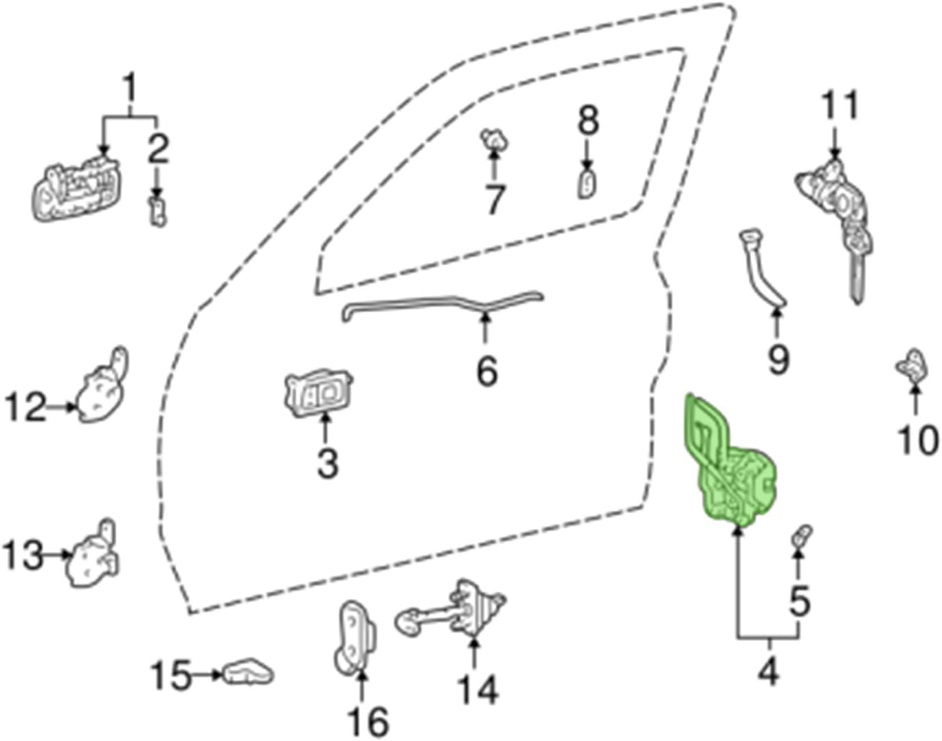 Pestillo puerta conductor Toyota Tacoma 98-04 izq