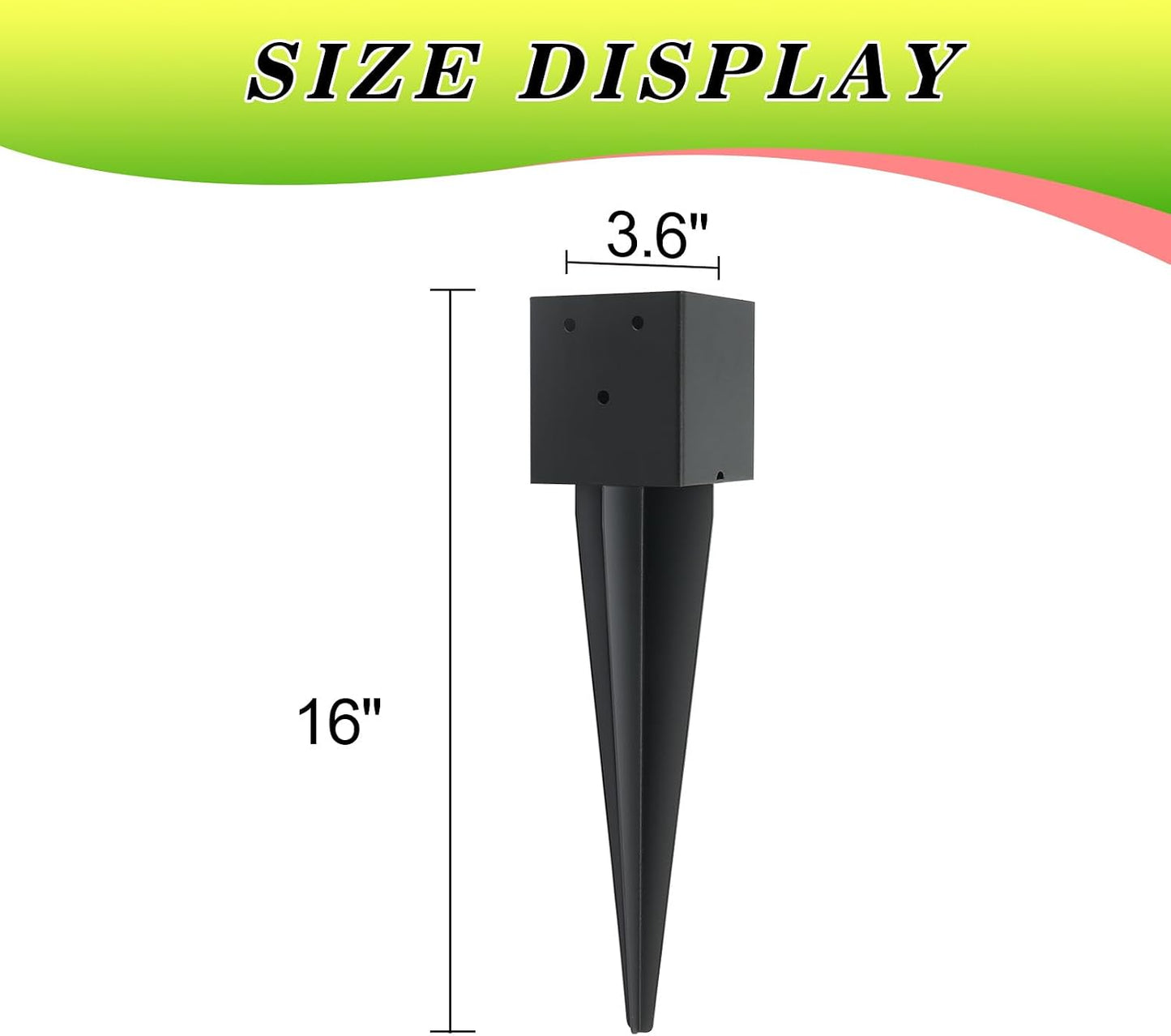 3 Pzas Anclajes Valla 4x4 con Punta 16 Metal Negro