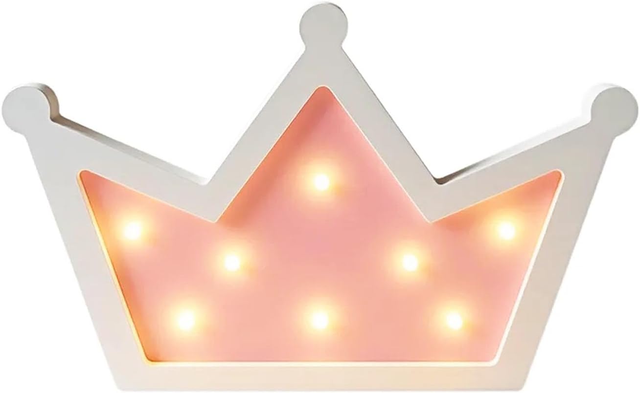 Corona luz madera rosa para niña princesa con pilas