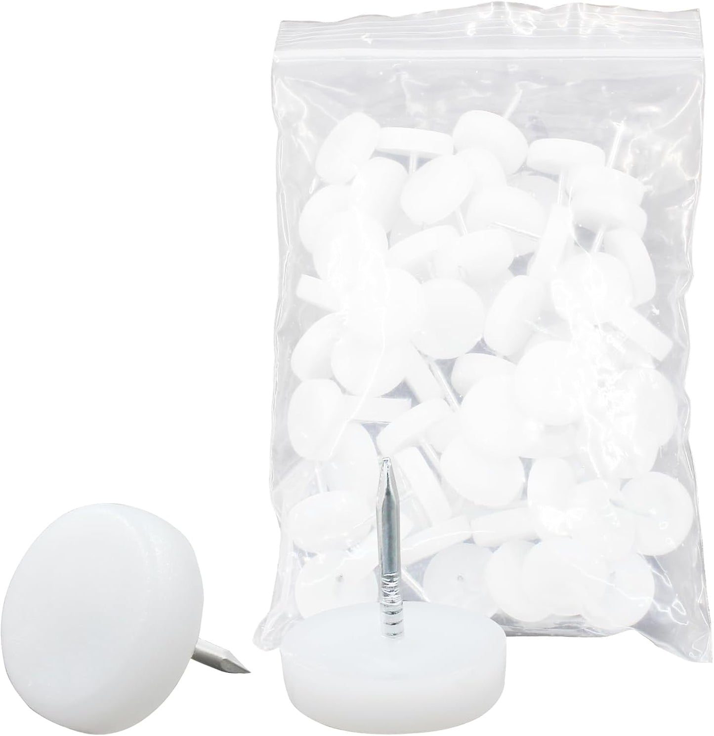 60 Pzas Clavos 0.709" Color Blanco Nylon