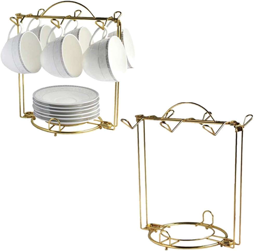 Soporte dorado para tazas y platillos 2 Pzas resistente