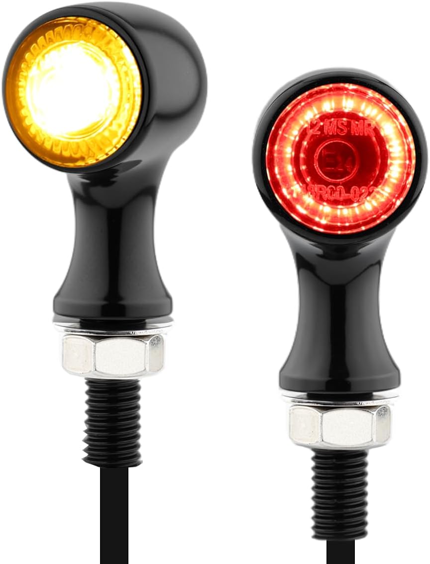 Luces LED giro redondas motocicleta negro rojo ambar universal