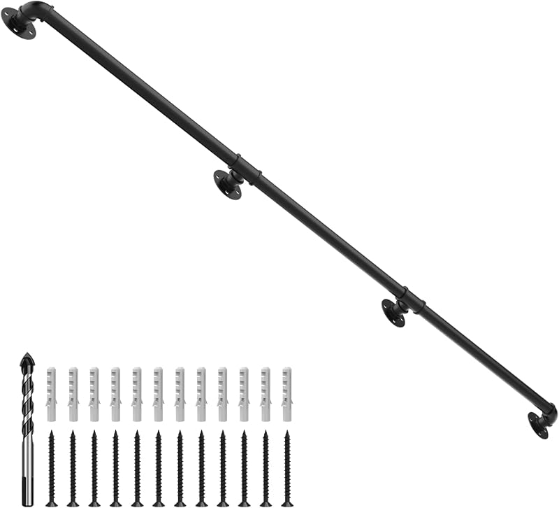 Pasamanos escalera 10ft Φ1.25" acabado negro mate