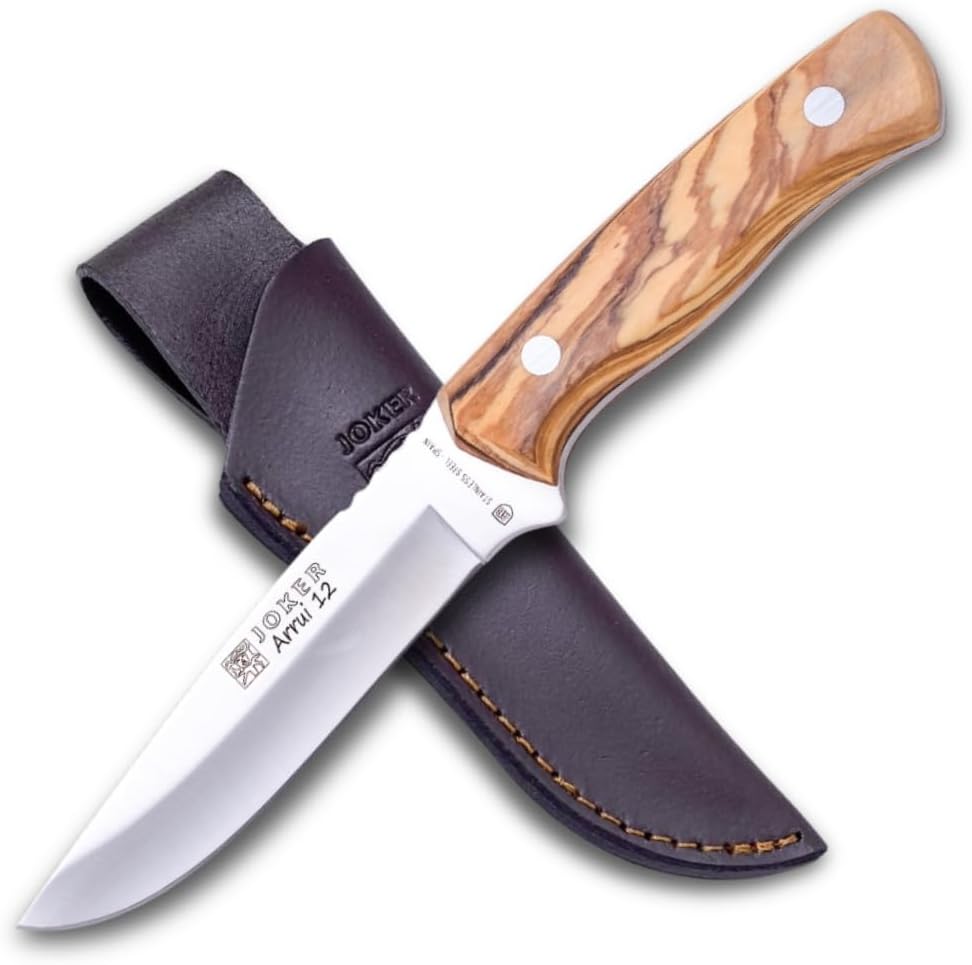 Cuchillo Bushcraft Acero Inox 420 Madera Oliva con Funda