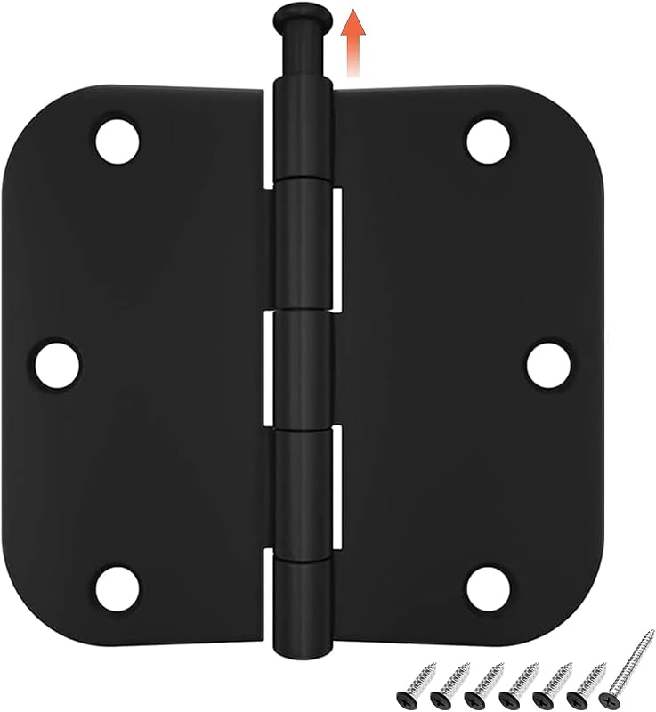 42 Bisagras Puerta Redondas Negro Mate 3.5" Radio 5/8