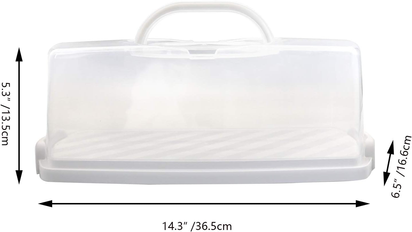 Caja pan asa plástico rectángulo 13" translúcida blanco