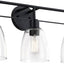 Lámpara tocador 24" 3 luces cristal transparente negro