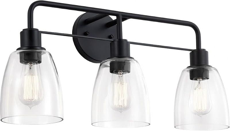 Lámpara tocador 24" 3 luces cristal transparente negro
