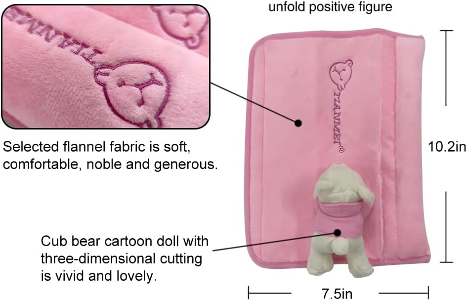 2 Fundas Cinturón Seguridad Coche Estilo Oso Rosa