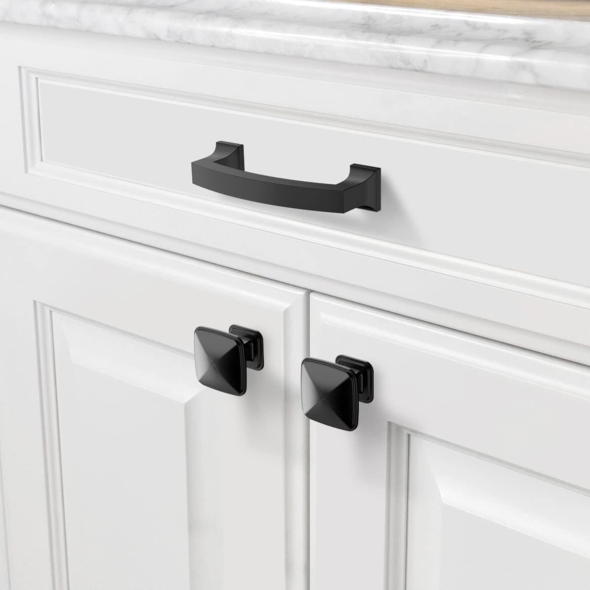 5 Pzas Pomos Gabinete Cocina Negro Mate y Tocador