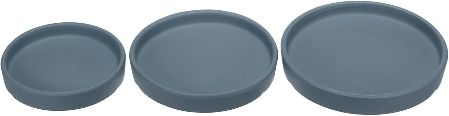 3 Pzas Bandejas Cerámica Goteo Redondas 4/5/6" Azul