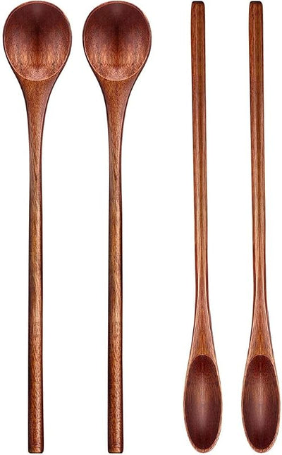 4 Cucharas Café Madera Cuchara Mango Largo