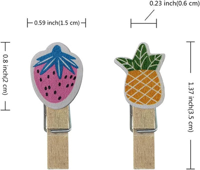 60 Pinzas Madera Decorativas Ropa Frutas Helado