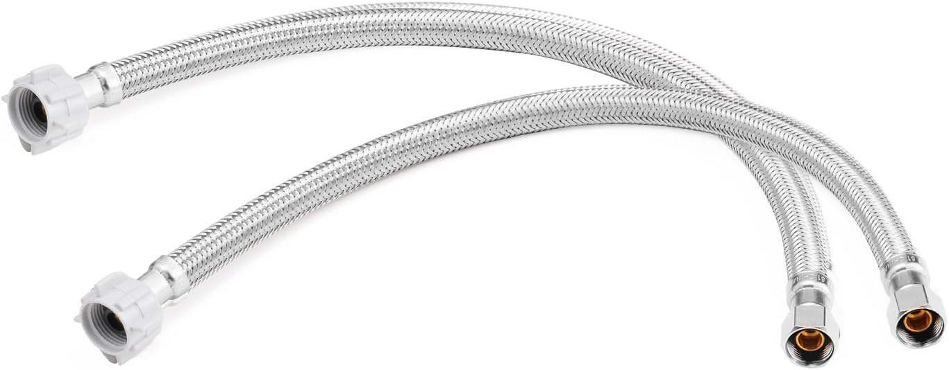 2 Líneas suministro agua inodoro 9pulg 3/8x7/8 flexible