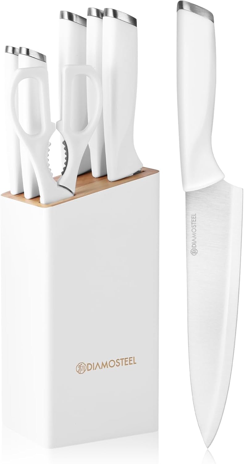 Set 7 Cuchillos Acero Inox Bloque Ergonómico Chef