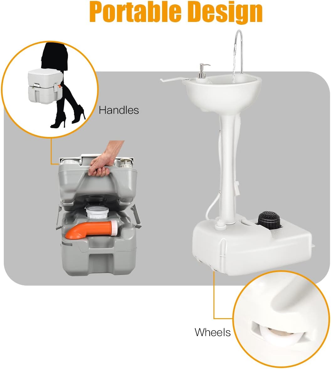 Combo fregadero e inodoro portátil 4.5gal 5.3gal desmontable