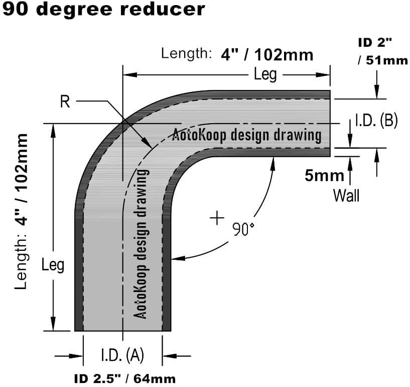 Acoplador reductor silicona 2-2.5 pulg 90 grados