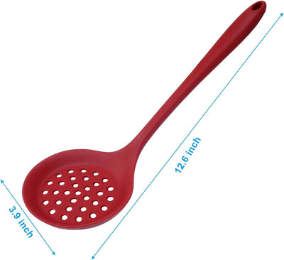 Cuchara ranurada silicona coladora roja antiadherente