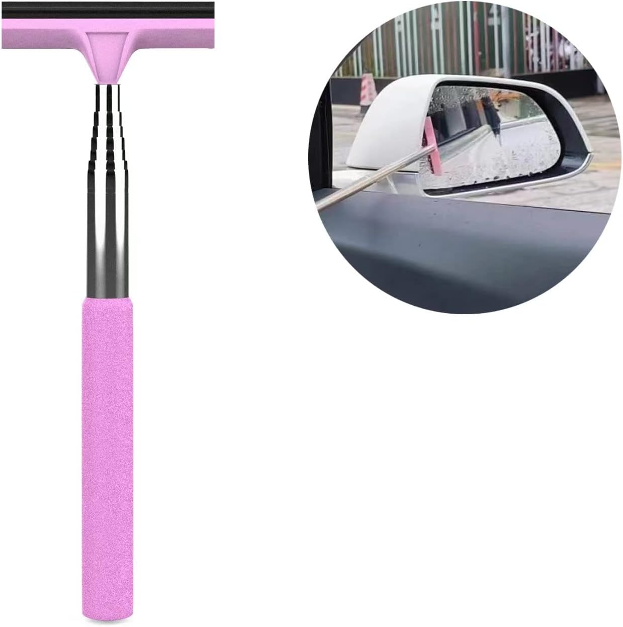 Limpiaparabrisas retrovisor varilla telescópica rosa