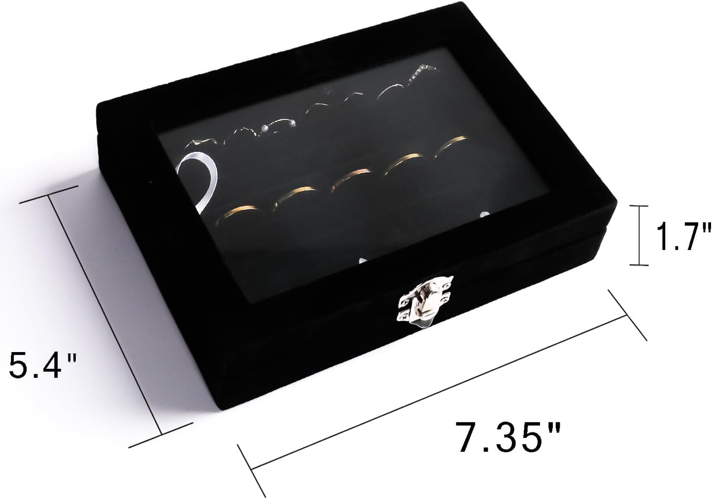 Bandeja terciopelo anillos 7 ranuras con tapa