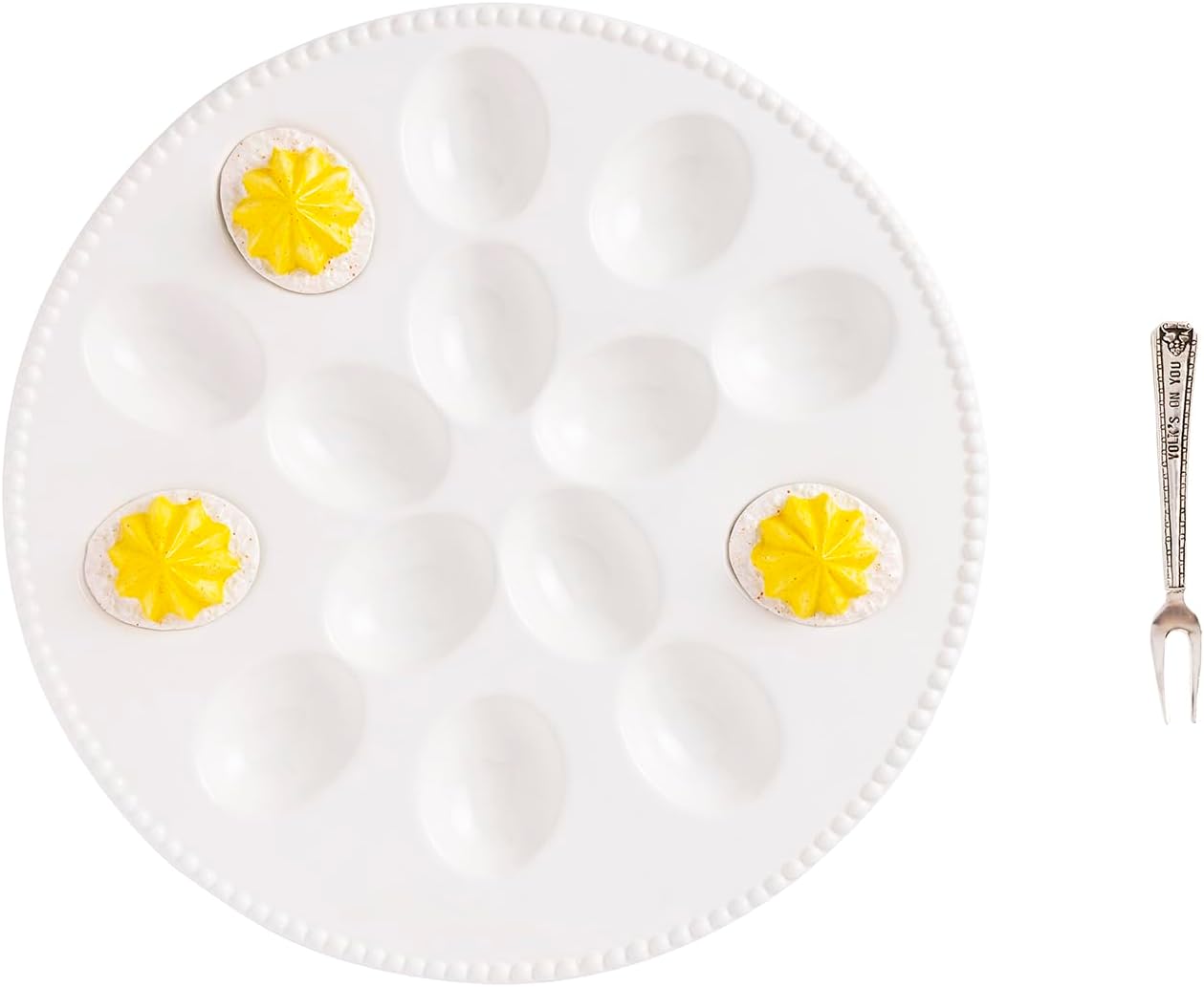 Plato huevo deviled cerámica blanca