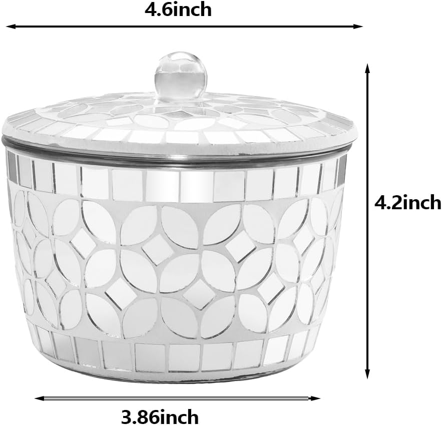 Soporte Qtip plateado tarro vidrio con tapa para baño