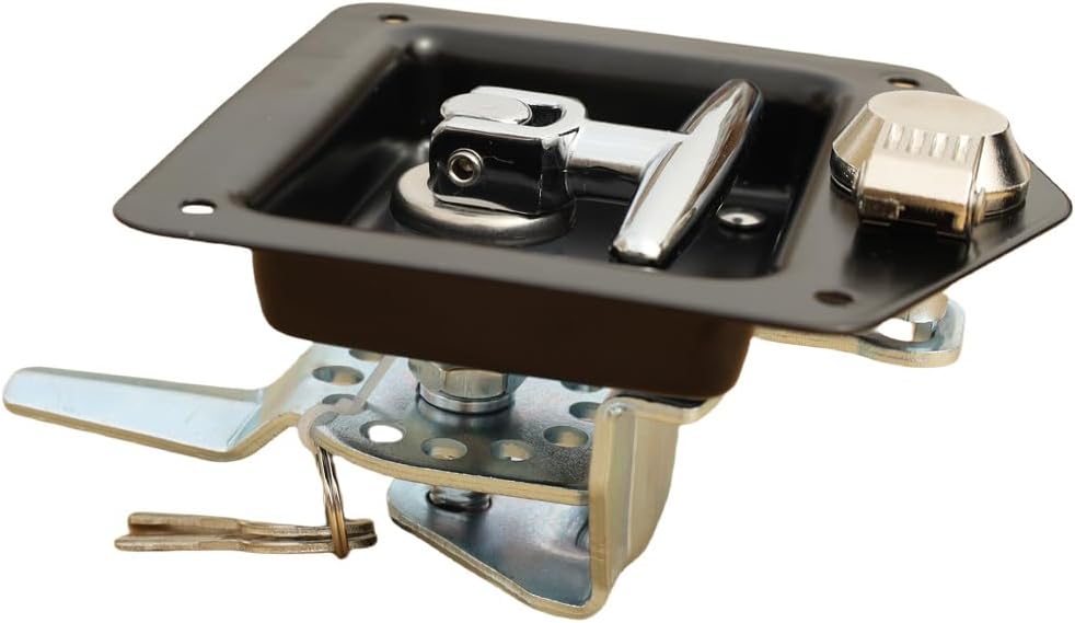 Pestillo T puerta camión acero inox 2 Pzas negro