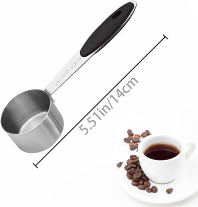 2 Cucharas Medidoras Acero Inox 1/8 Taza con Mango Silicona Negro
