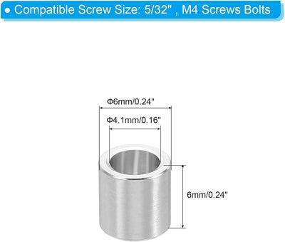 Espaciadores aluminio M4 10 pzas 0.161x0.236pulg