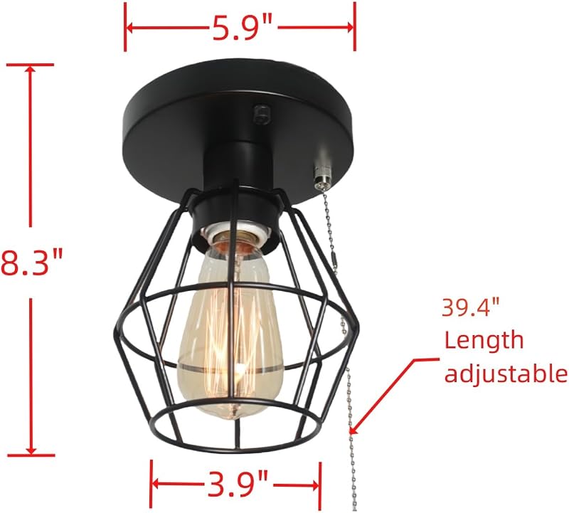 Lámpara techo jaula alambre negro luz moderna industrial