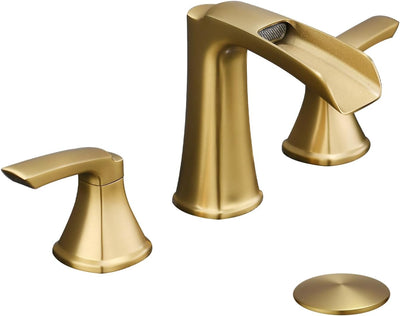 Grifo baño oro cepillado 3 orificios 8pulg cascada pop-up