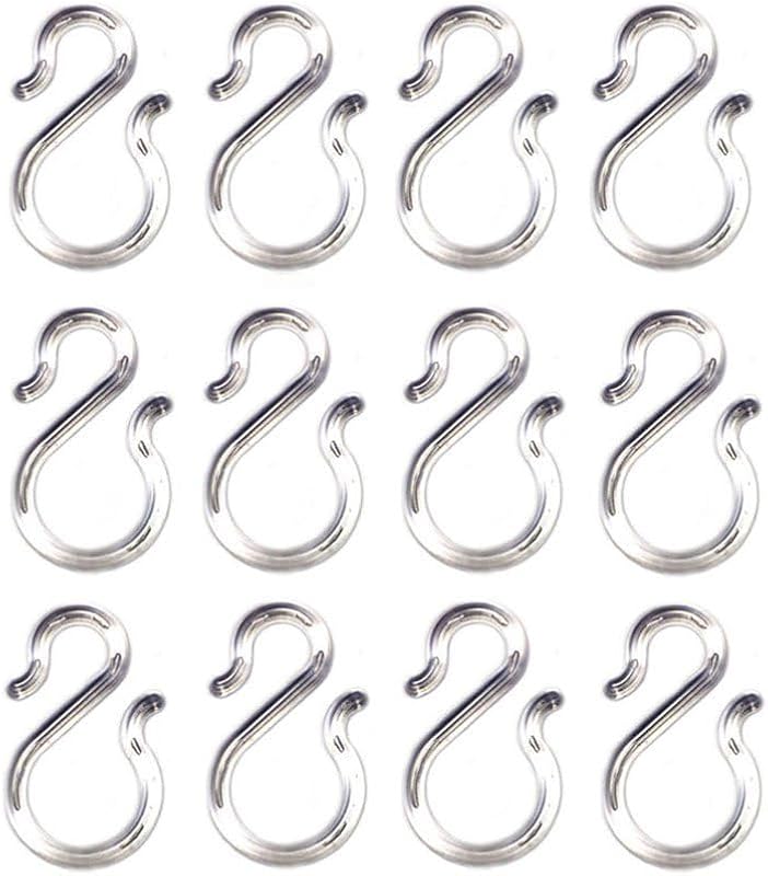 12 Ganchos S Plástico Transparente 1.7"