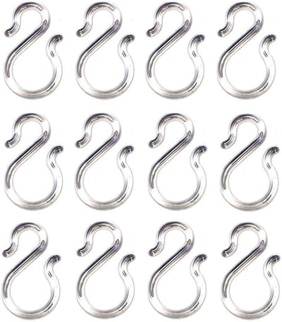 12 Ganchos S Plástico Transparente 1.7"