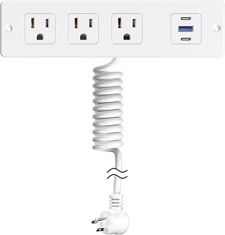Toma cajón empotrada 3 USB 3 CA 5ft blanco