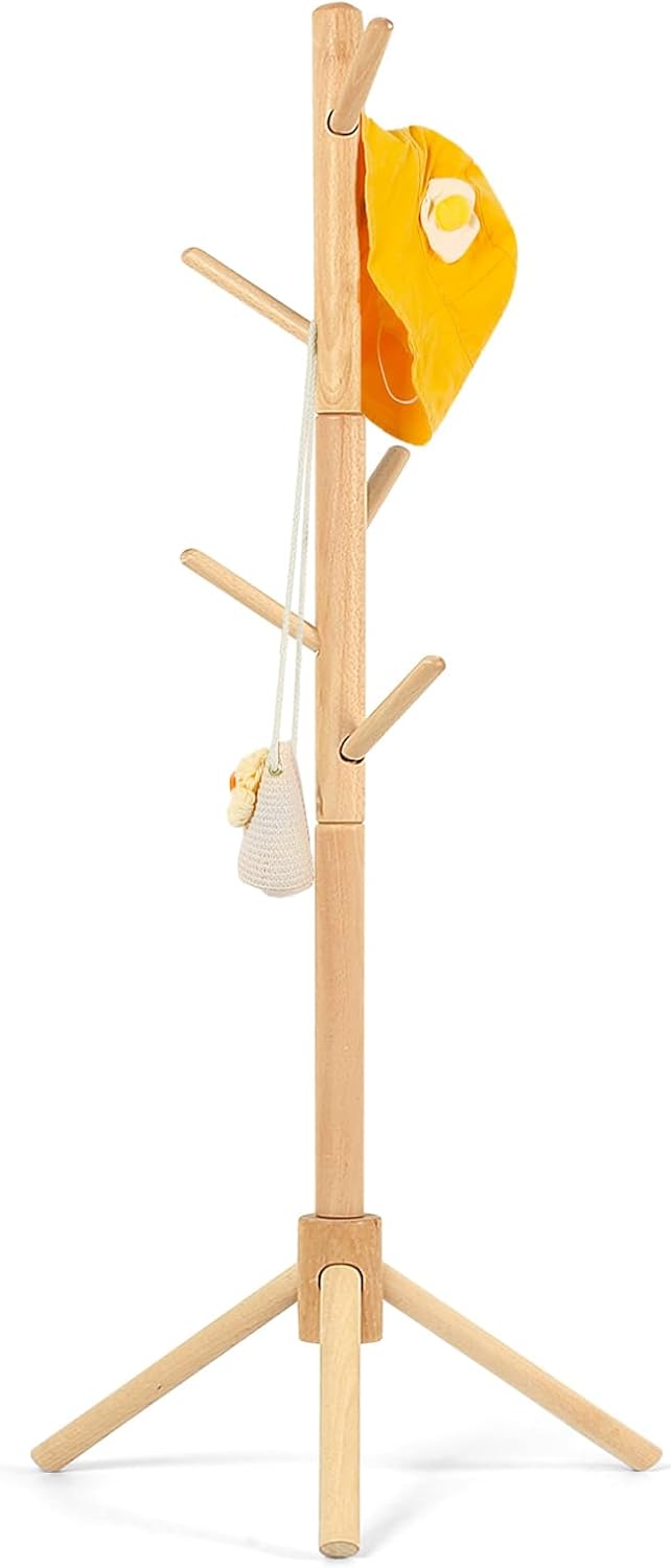 Perchero madera haya 9 ganchos ajustable para niños