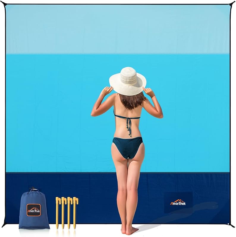 Manta playa secado rápido ligera suave 6.6x6.6pulg azul cielo