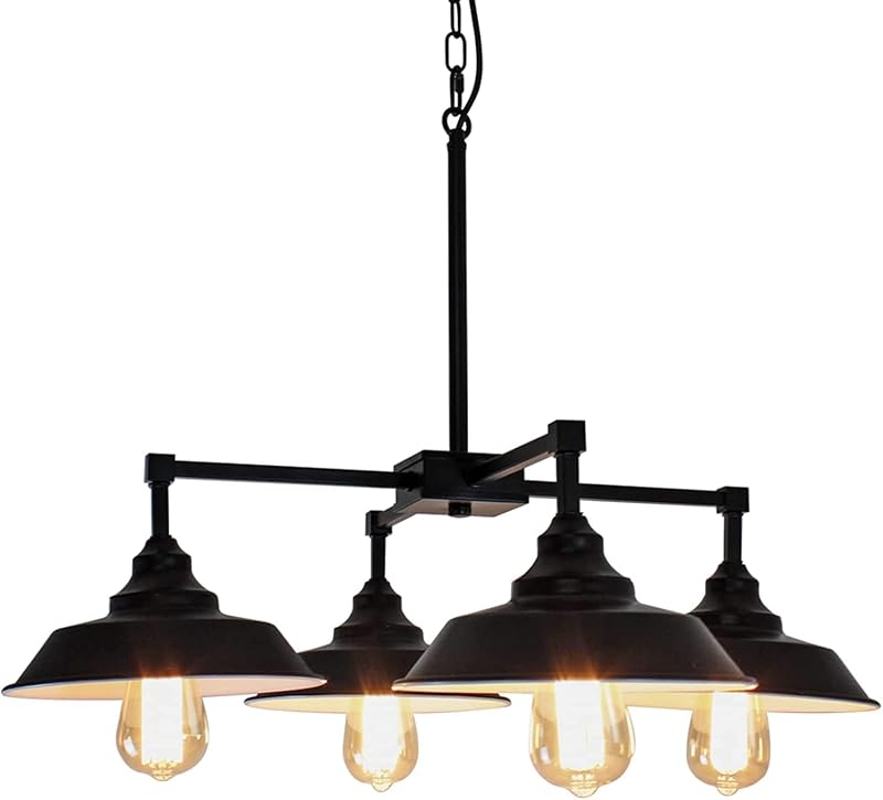 Lámpara colgante de isla cocina 4 luces metal industrial