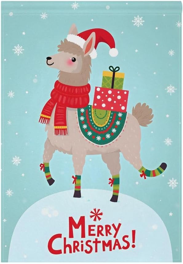 Banderas jardín tela llama Navidad 12x18" poliéster