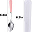 Cucharas acero inox con mango cerámica caja almacenamiento rosa
