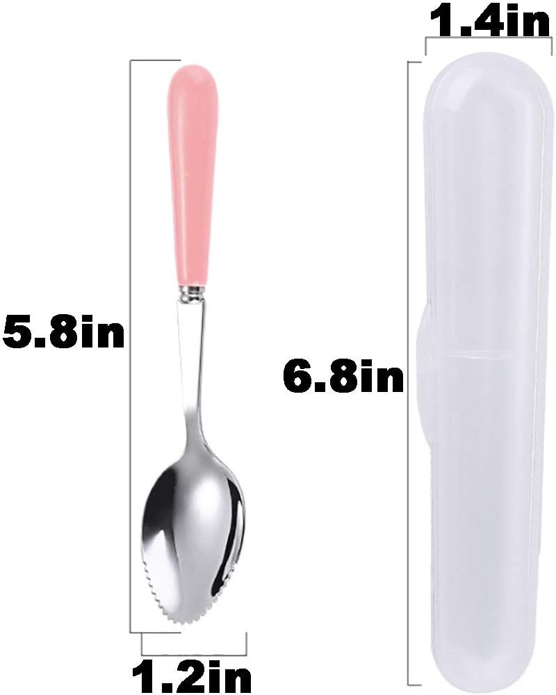 Cucharas acero inox con mango cerámica caja almacenamiento rosa