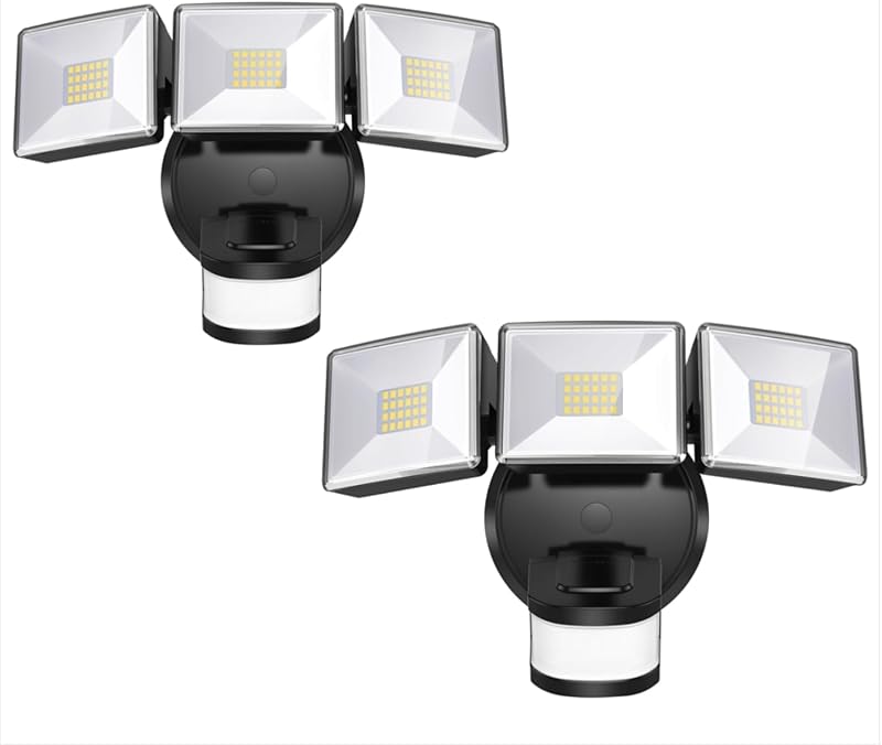 2 Luces Inundación Sensor Movimiento IP65 30W Patio
